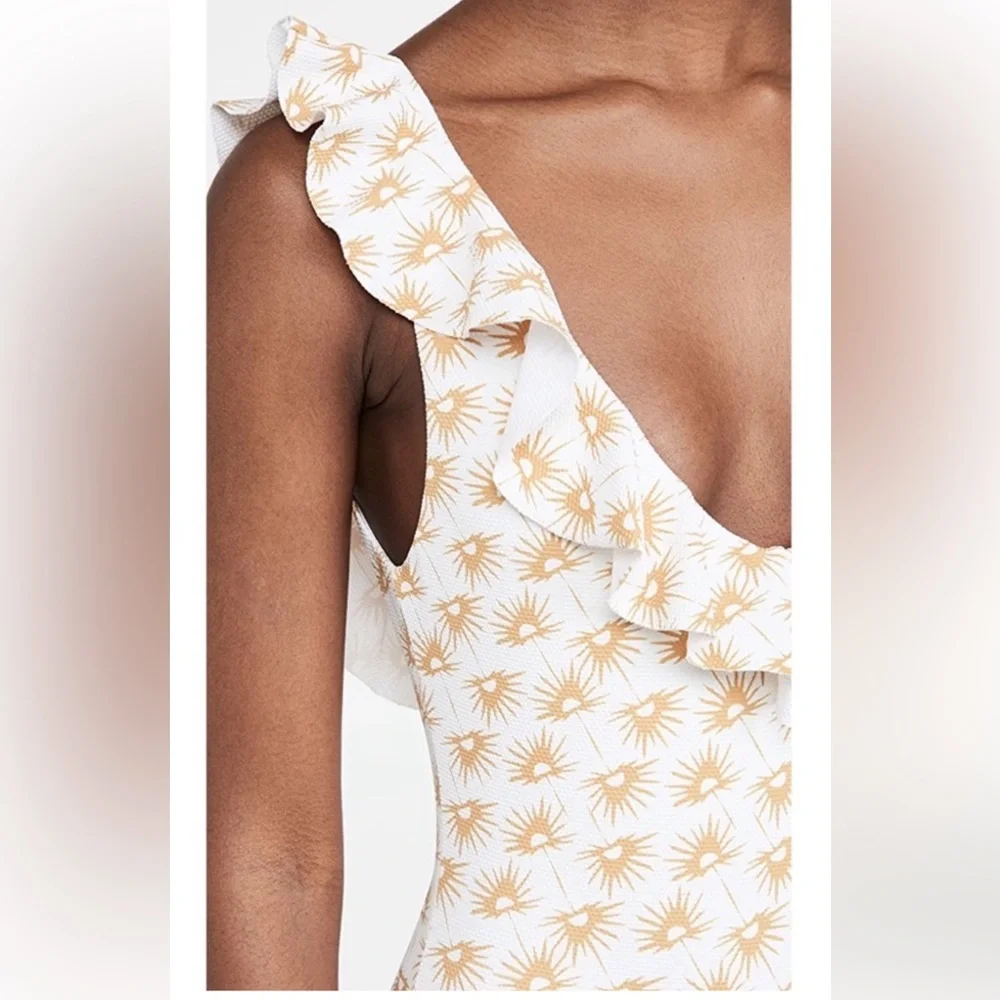 Eberjey Loreta Palapas ruffle trim low back white sun one piece swimsuit… - Picture 3 of 9